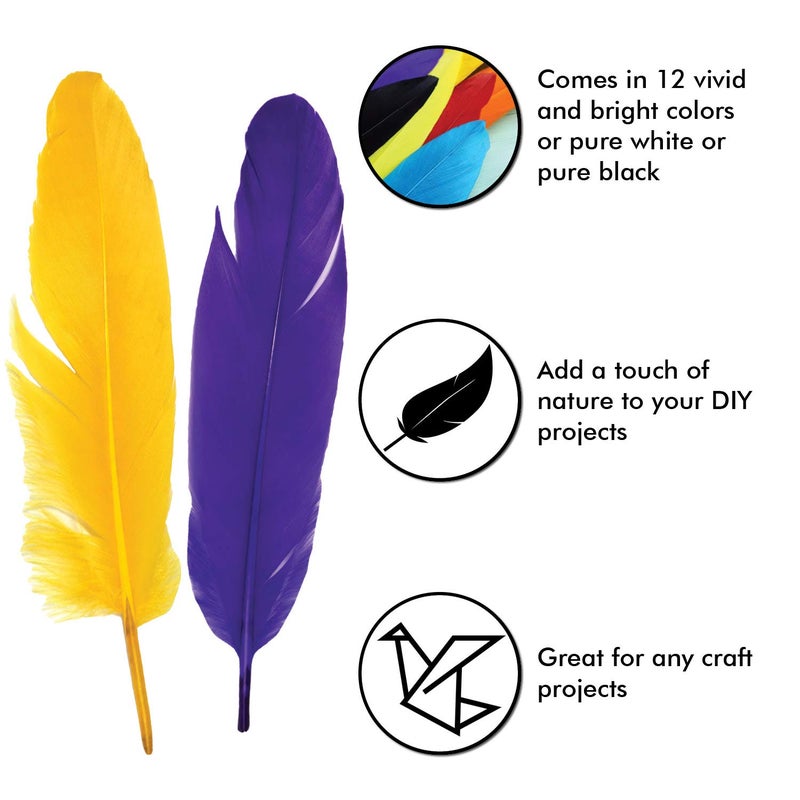 Millennial Essentials 120pcs Colorful Goose Feathers for DIY Crafts, Jewelry Making, Wedding, Home or Party Decorations, 12 Colors (6-8 Inches) - Image 2